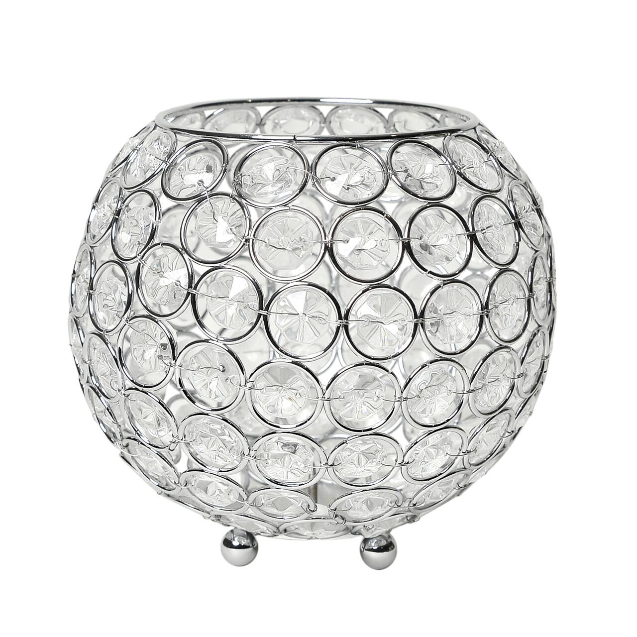 Elegant Designs™ Chrome Crystal Circular Bowl Candle Holder